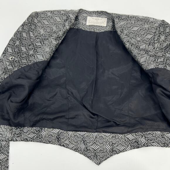 Vintage LongHorn by Niver Western Wear Crop Jacket Top Silver Gray Pewter Clasps - Picture 3 of 11